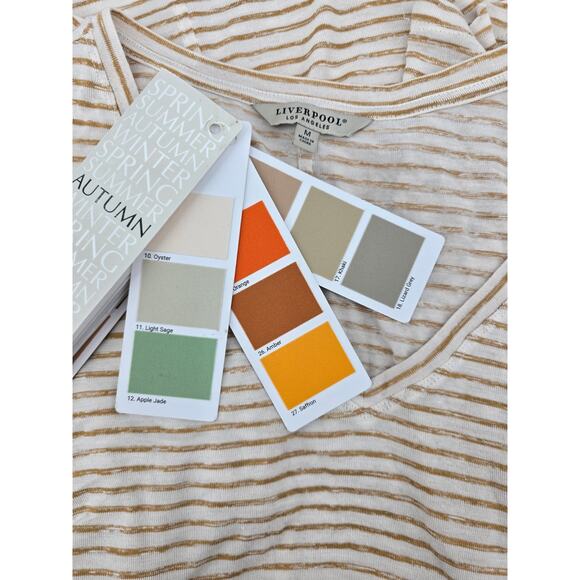 Liverpool Los Angeles Striped V-Neck Tee - Size M - Picture 4 of 5